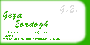 geza eordogh business card