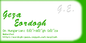 geza eordogh business card